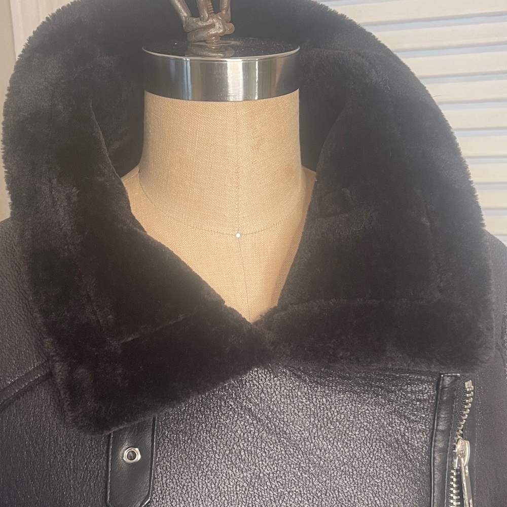 Zara Black faux Shearling Women's Jacket szXL - Picture 2 of 5